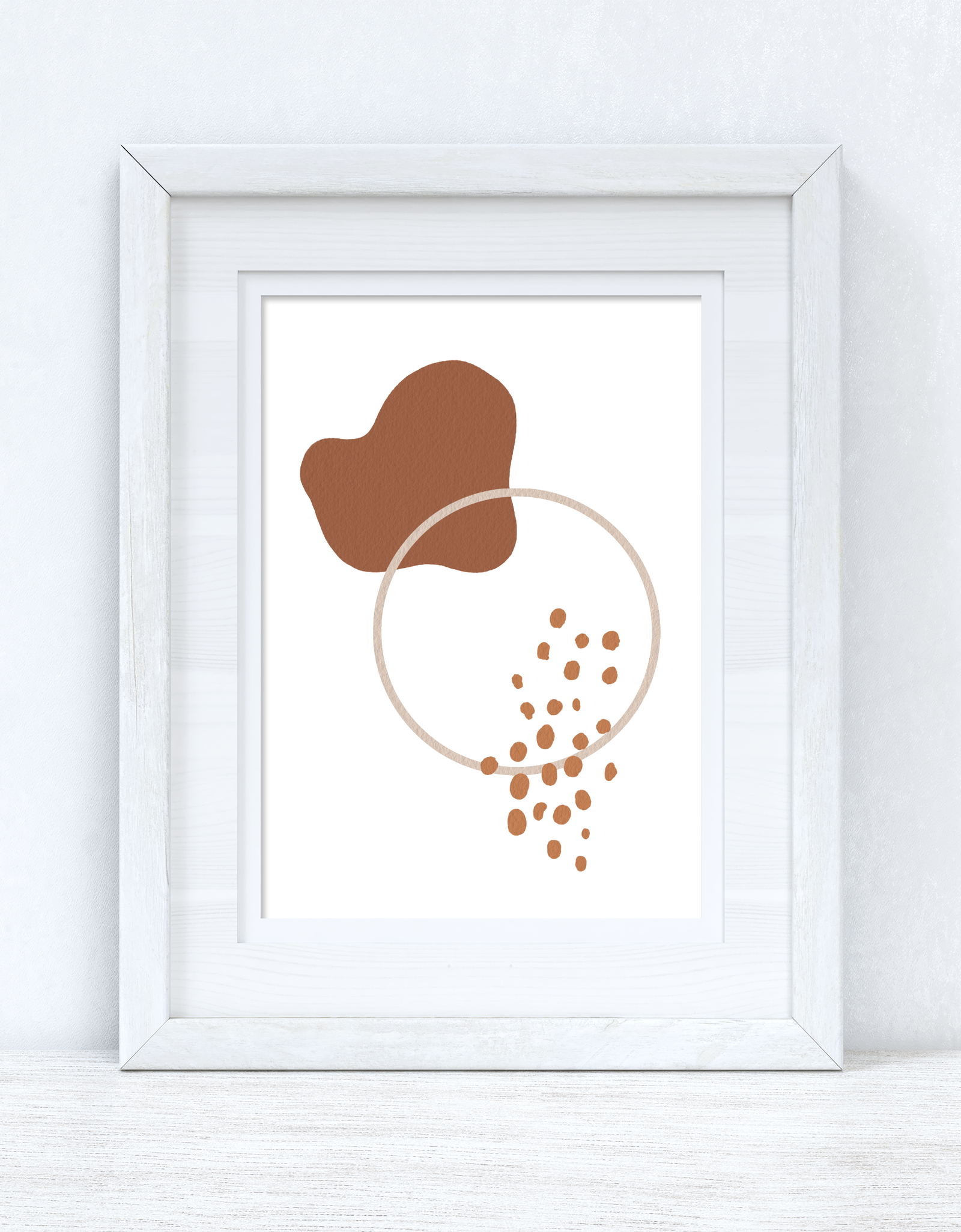 Beige & Terracotta Brown Abstract 5 Colour Shapes Home Wall Decor Print by WinsterCreations™ Official Store