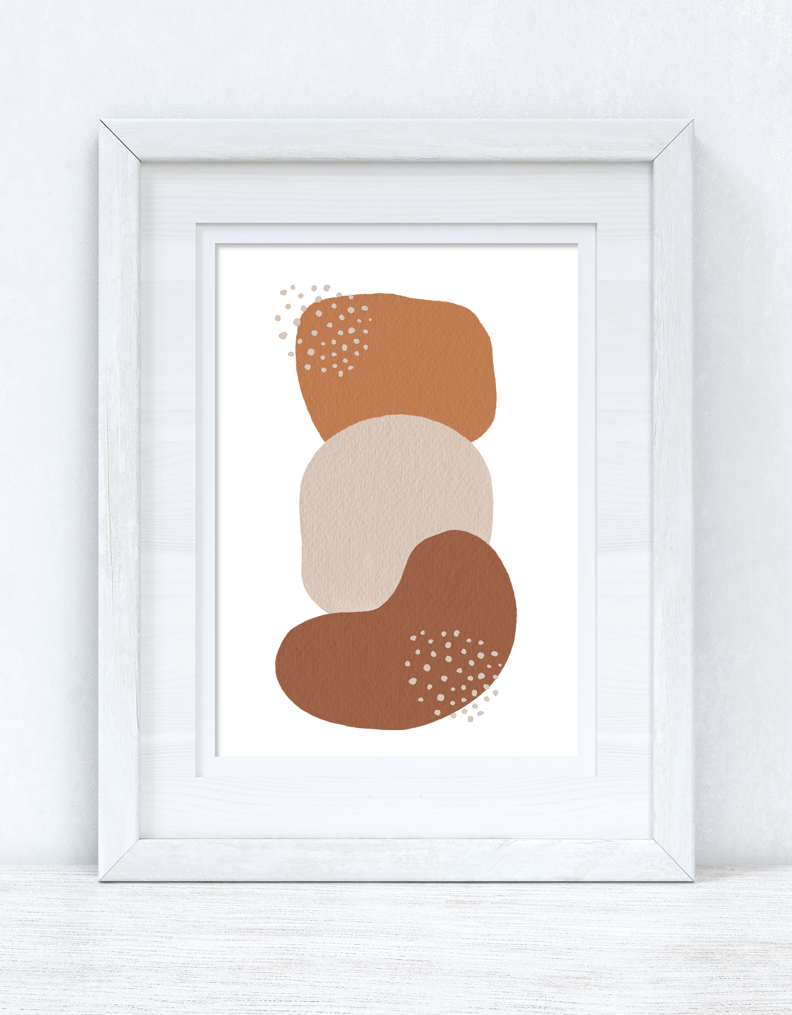 Beige & Terracotta Brown Abstract 6 Colour Shapes Home Wall Decor Print by WinsterCreations™ Official Store