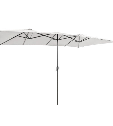 15 Feet Double-Sized Patio Umbrella with Crank Handle and Vented Tops-Beige