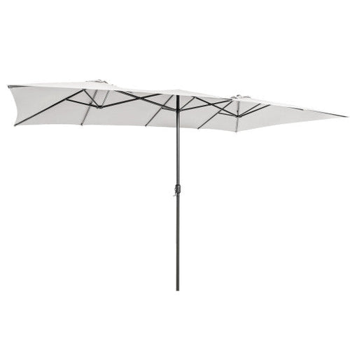 Load image into Gallery viewer, 15 Feet Double-Sized Patio Umbrella with Crank Handle and Vented Tops-Beige
