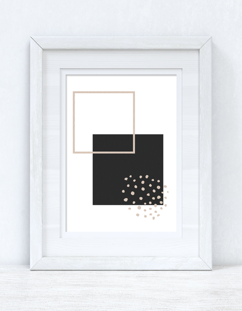 Load image into Gallery viewer, Beige &amp; Black Abstract 5 Colour Shapes Home Wall Decor Print by WinsterCreations™ Official Store
