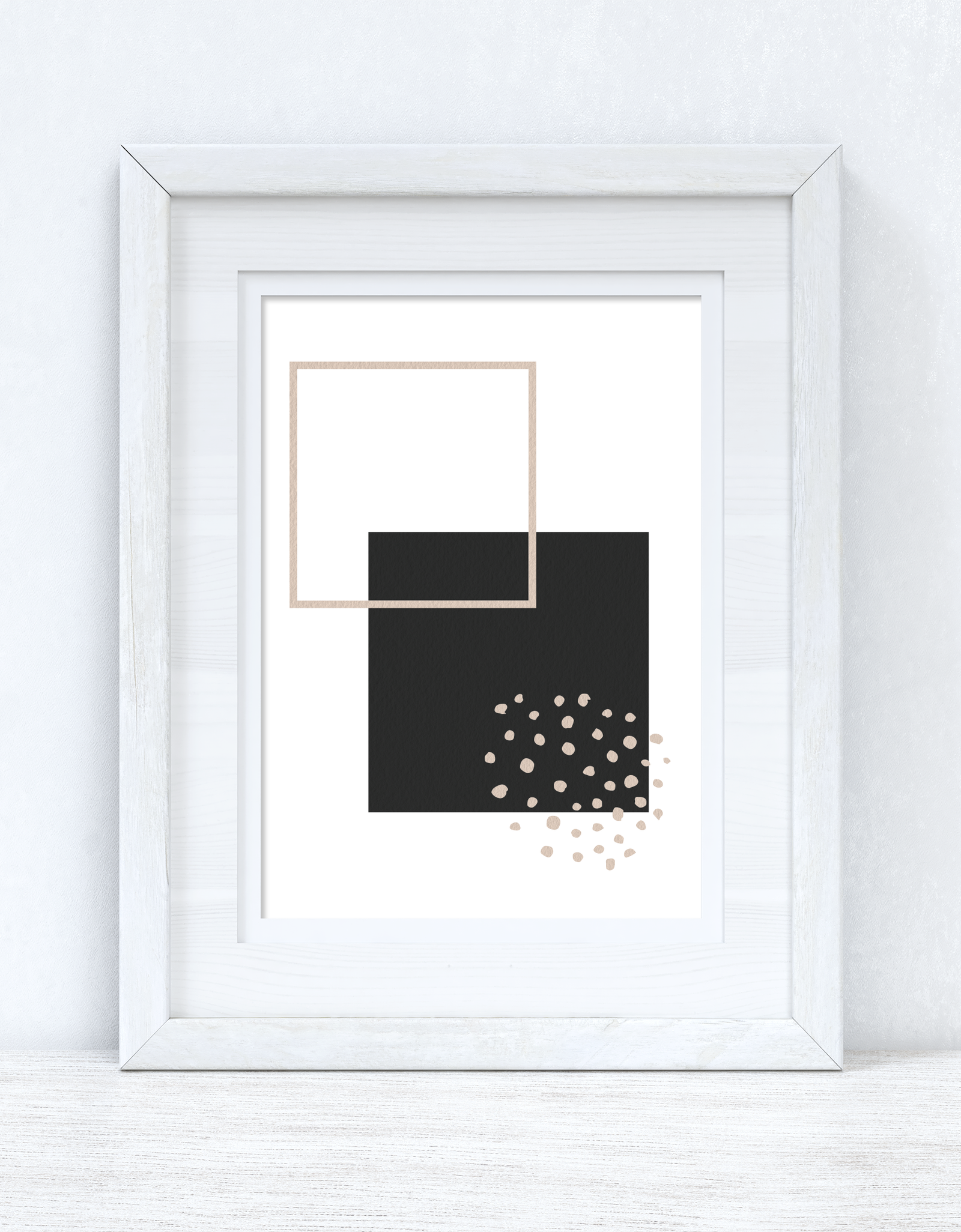 Beige & Black Abstract 5 Colour Shapes Home Wall Decor Print by WinsterCreations™ Official Store