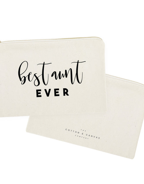 Load image into Gallery viewer, Best Aunt Ever Cotton Canvas Cosmetic Bag by The Cotton &amp; Canvas Co.
