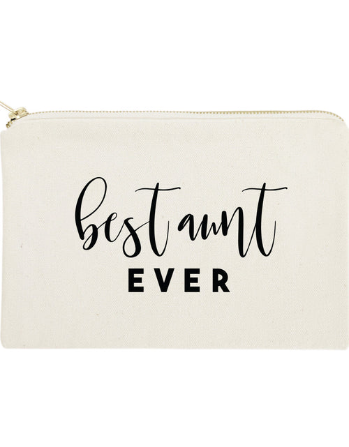 Load image into Gallery viewer, Best Aunt Ever Cotton Canvas Cosmetic Bag by The Cotton &amp; Canvas Co.
