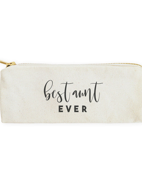Load image into Gallery viewer, Best Aunt Ever Cotton Canvas Pencil Case and Travel Pouch by The Cotton &amp; Canvas Co.
