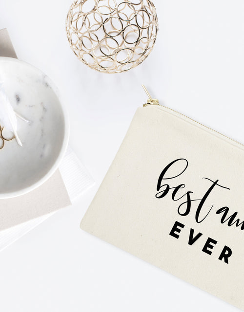 Load image into Gallery viewer, Best Aunt Ever Cotton Canvas Cosmetic Bag by The Cotton &amp; Canvas Co.
