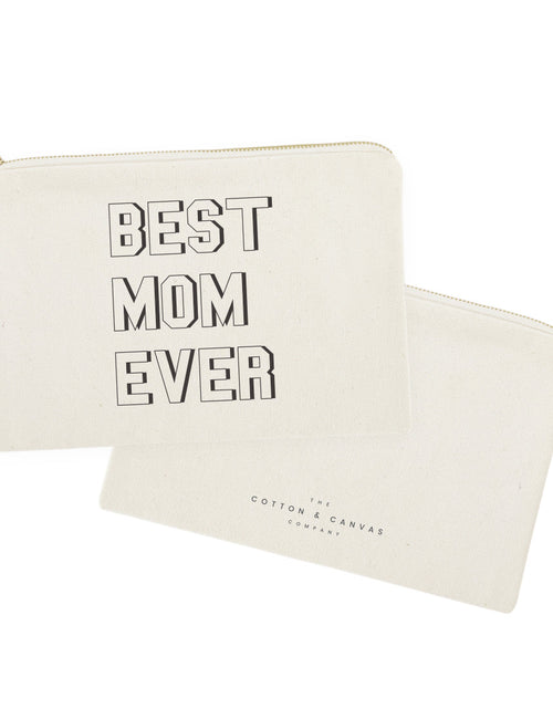 Load image into Gallery viewer, Modern Best Mom Ever Cotton Canvas Cosmetic Bag by The Cotton &amp; Canvas Co.
