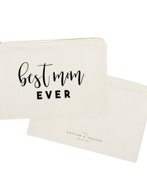 Load image into Gallery viewer, Best Mom Ever Cotton Canvas Cosmetic Bag by The Cotton &amp; Canvas Co.
