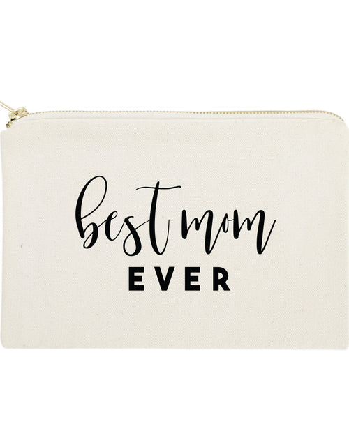 Load image into Gallery viewer, Best Mom Ever Cotton Canvas Cosmetic Bag by The Cotton &amp; Canvas Co.
