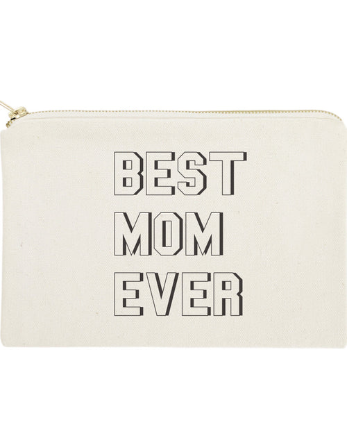 Load image into Gallery viewer, Modern Best Mom Ever Cotton Canvas Cosmetic Bag by The Cotton &amp; Canvas Co.
