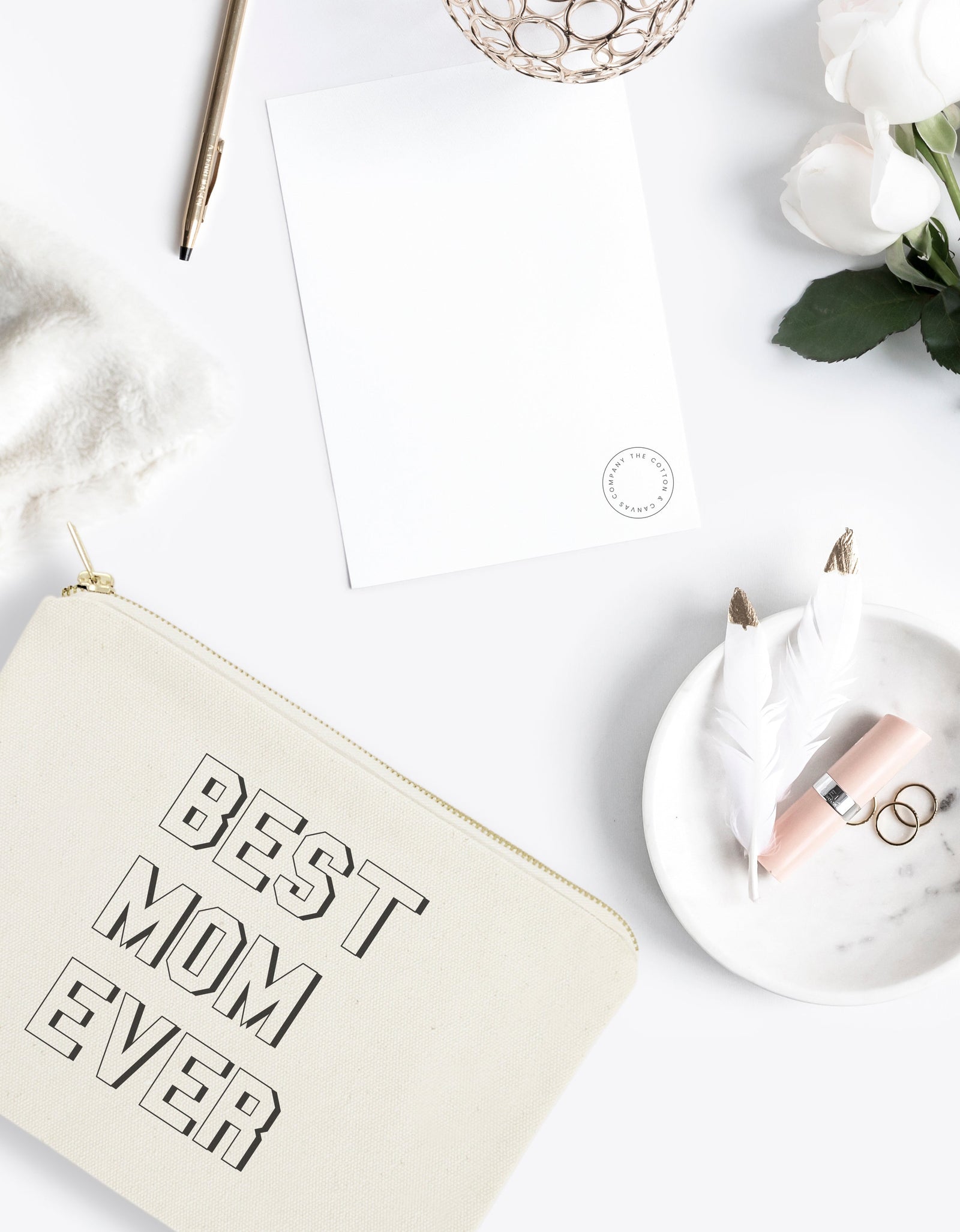 Modern Best Mom Ever Cotton Canvas Cosmetic Bag by The Cotton & Canvas Co.