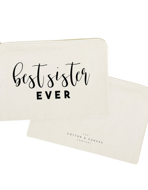 Load image into Gallery viewer, Best Sister Ever Cotton Canvas Cosmetic Bag by The Cotton &amp; Canvas Co.
