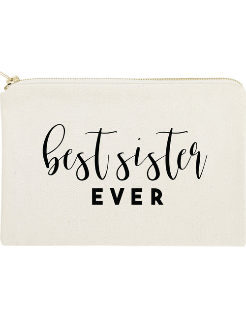 Load image into Gallery viewer, Best Sister Ever Cotton Canvas Cosmetic Bag by The Cotton &amp; Canvas Co.
