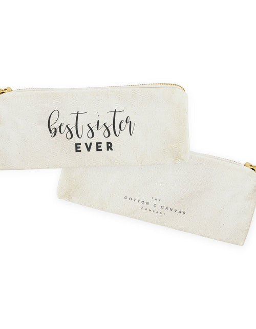Load image into Gallery viewer, Best Sister Ever Cotton Canvas Pencil Case and Travel Pouch by The Cotton &amp; Canvas Co.
