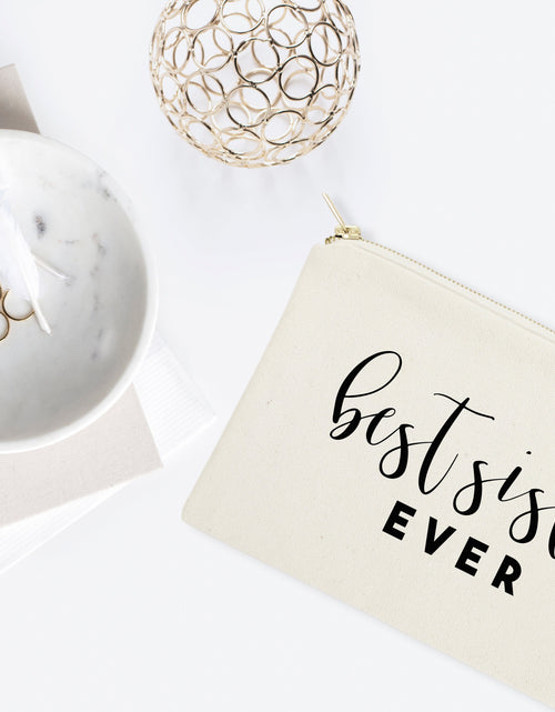 Load image into Gallery viewer, Best Sister Ever Cotton Canvas Cosmetic Bag by The Cotton &amp; Canvas Co.

