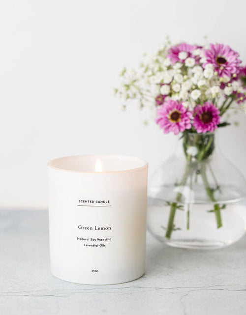 Load image into Gallery viewer, Green Lemon Scented candle - Big Glass Jar by Lizush
