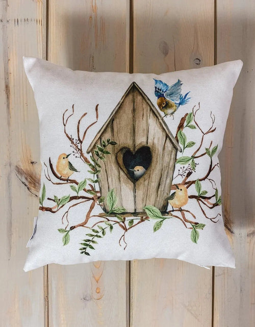 Load image into Gallery viewer, Bird House | Planter | Flower | Pillow Cover | Floral | Throw Pillow | Pillow | Bedroom Decor | Country Decor | Cute Home Decor | Gift by UniikPillows
