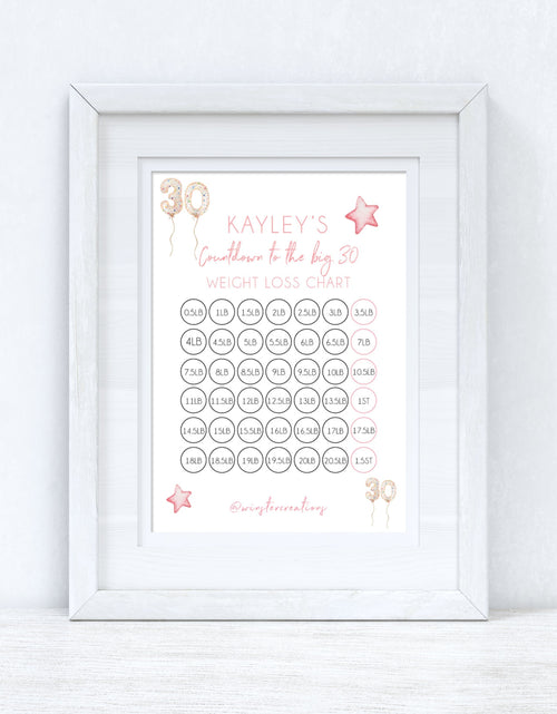 Load image into Gallery viewer, Personalised Name Countdown To Any Birthday Balloons A4 Weight Loss Diet Slimming Chart Tracker Print - st. lb Units - Laminated With Stars by WinsterCreations™ Official Store
