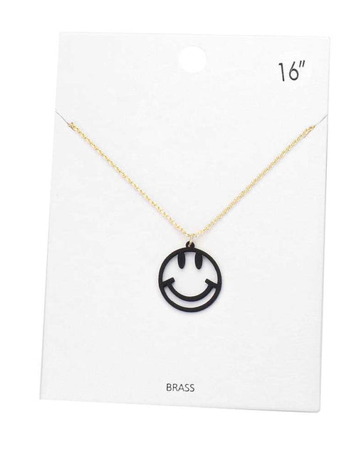 Load image into Gallery viewer, Fashionable Brass Metal Smile Pendant Necklace by Madeline Love
