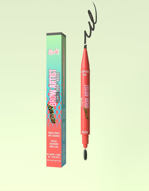 Load image into Gallery viewer, RUDE Ultimate Brow Artist - Slanted Pen and Brush - Black Brown
