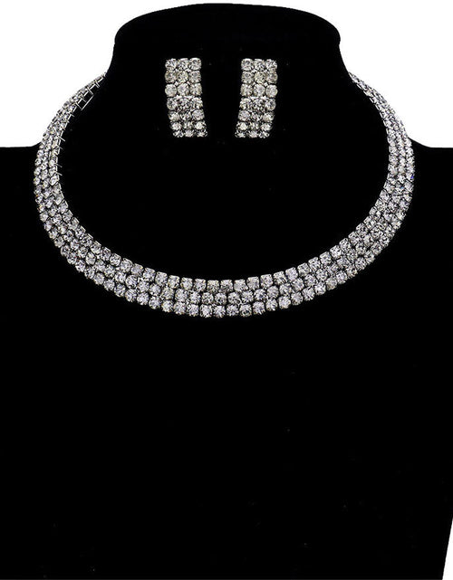 Load image into Gallery viewer, 3 Rows Rhinestone Open Choker Necklace by Madeline Love
