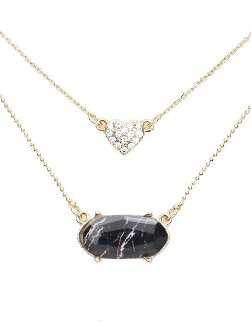 Load image into Gallery viewer, Heart Hexagon Bead Pendant Double Layered Necklace by Madeline Love
