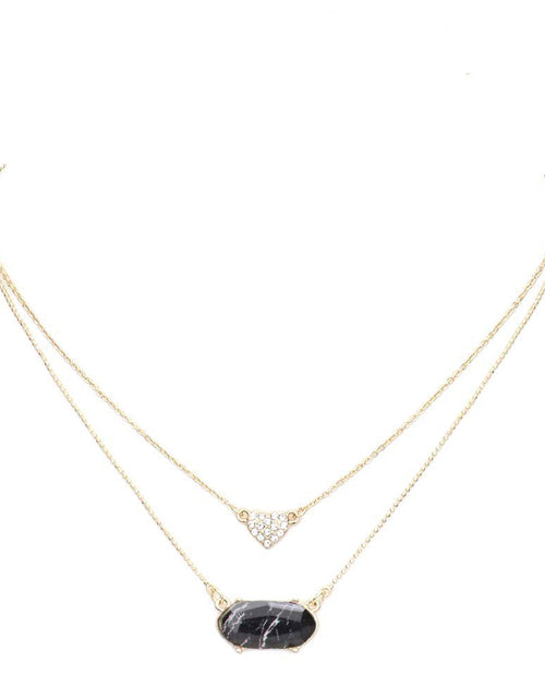 Load image into Gallery viewer, Heart Hexagon Bead Pendant Double Layered Necklace by Madeline Love
