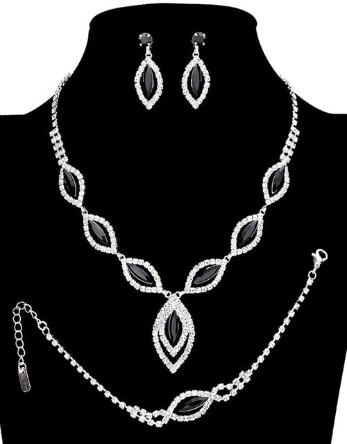 Load image into Gallery viewer, Marquise Rhinestone Necklace Jewelry Set by Madeline Love
