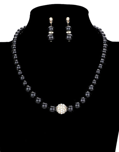 Load image into Gallery viewer, Pave Ball Pearl Strand Necklace by Madeline Love
