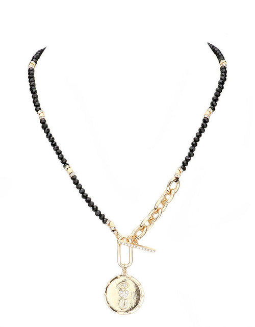Load image into Gallery viewer, Rhinestone Evil Eye Heart Horseshoe Pendant Beaded Necklace by Madeline Love
