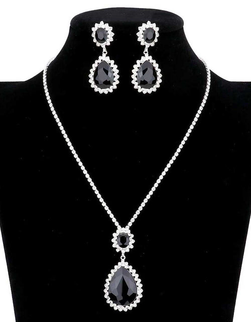 Load image into Gallery viewer, Teardrop Accented Rhinestone Necklace by Madeline Love
