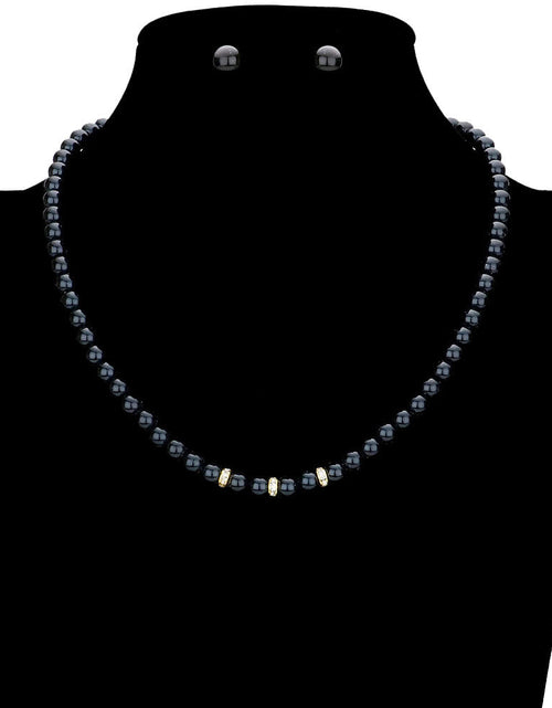Load image into Gallery viewer, Triple Rhinestone Ring Pointed Pearl Necklace by Madeline Love
