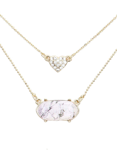 Load image into Gallery viewer, Heart Hexagon Bead Pendant Double Layered Necklace by Madeline Love
