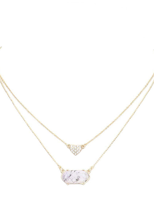 Load image into Gallery viewer, Heart Hexagon Bead Pendant Double Layered Necklace by Madeline Love
