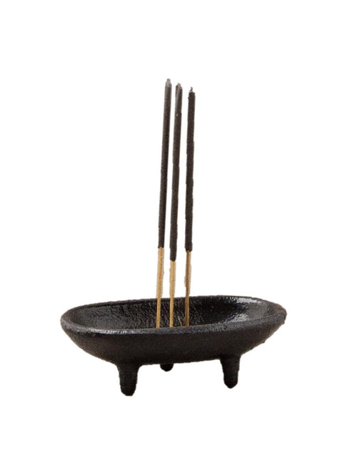 Load image into Gallery viewer, Black Cast Iron Incense Smudge Pot by OMSutra
