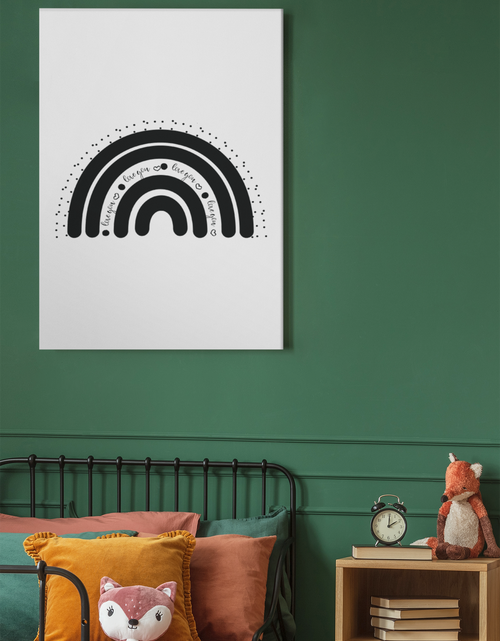 Load image into Gallery viewer, Black Love You Rainbow Monochrome Boho Children's Room Wall Bedroom Decor Print by WinsterCreations™ Official Store
