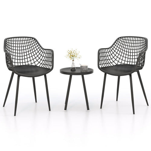 Load image into Gallery viewer, 3 Piece Patio Chair Set with PP Seat and Tabletop for Porch-Black

