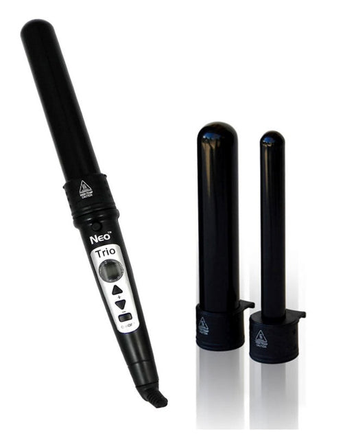Load image into Gallery viewer, Trio 3-in-1 Digital Pro Interchangeable Ceramic Curling Wand Set - Black
