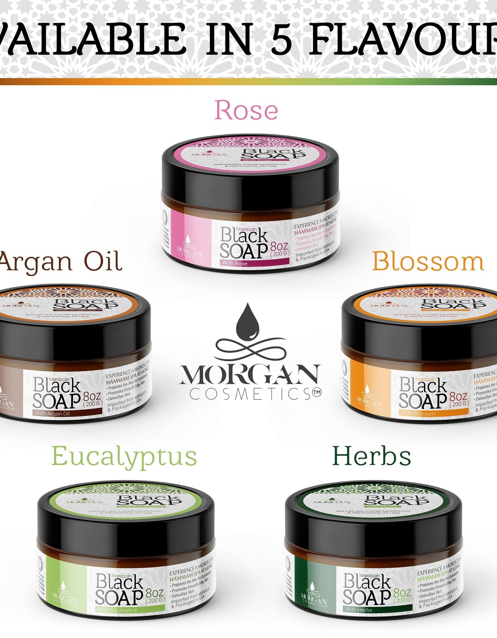 Moroccan Black Soap with Eucalyptus 8oz by Morgan Cosmetics
