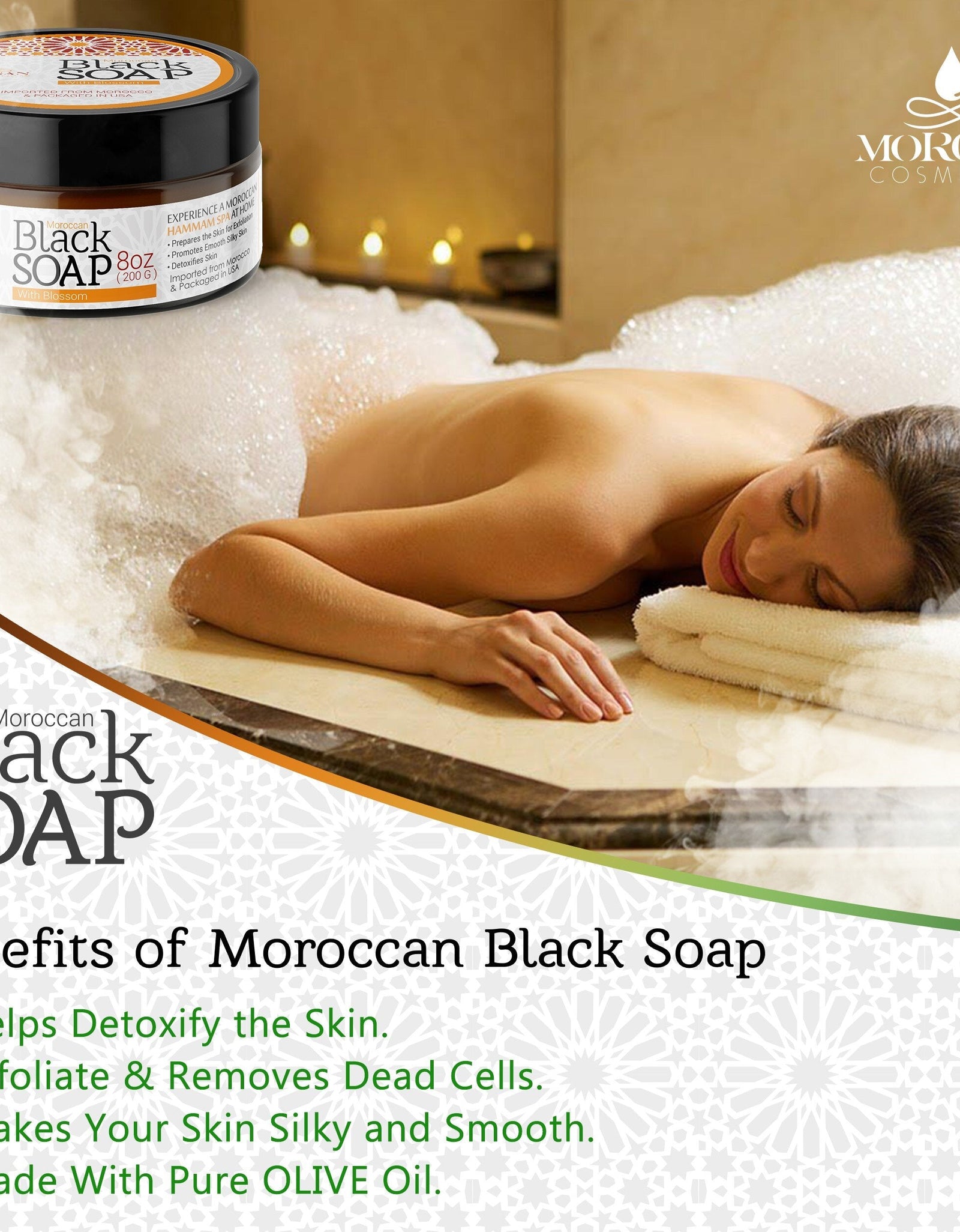 Moroccan Black Soap with Eucalyptus 8oz by Morgan Cosmetics
