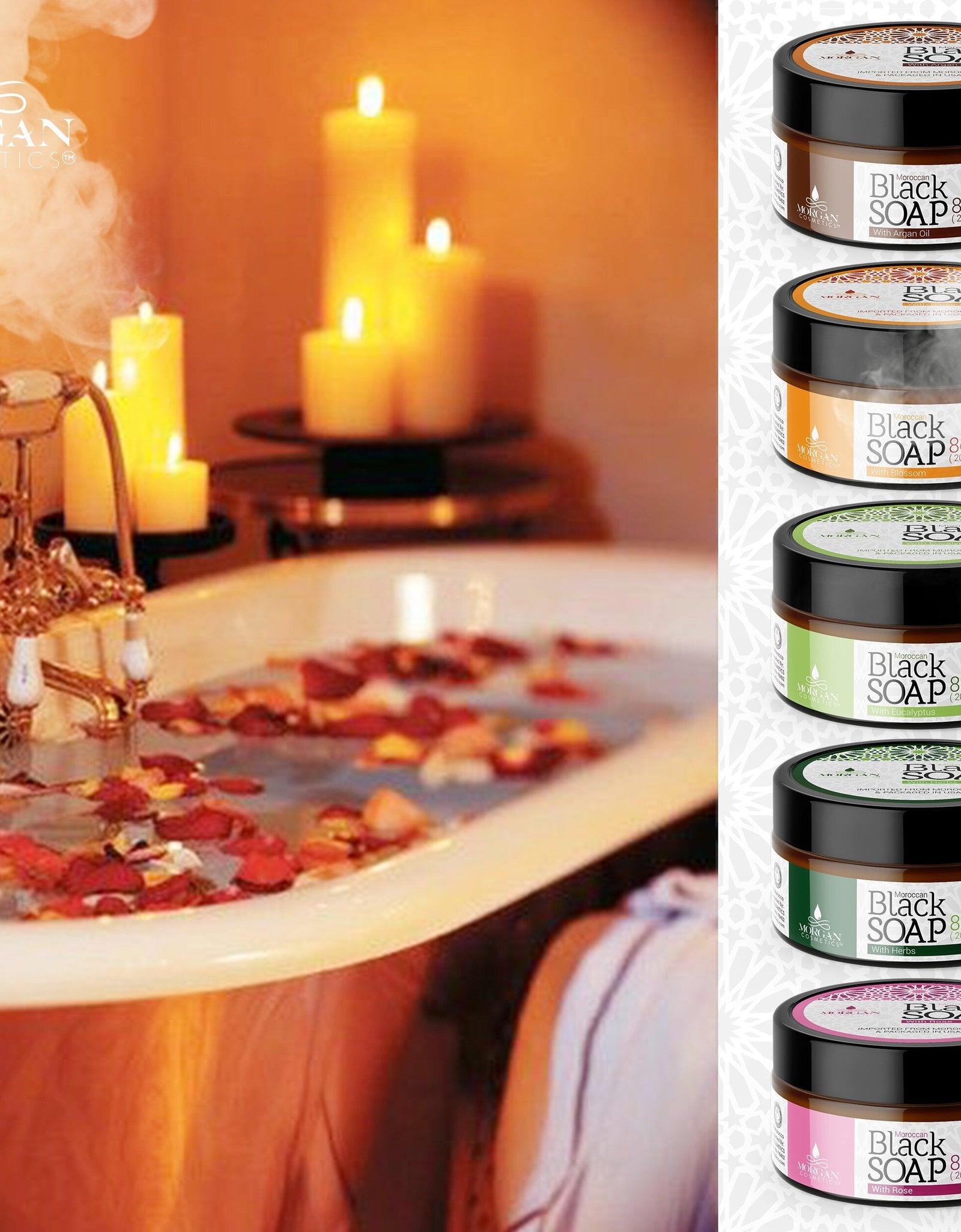 Moroccan Black Soap with Eucalyptus 8oz by Morgan Cosmetics