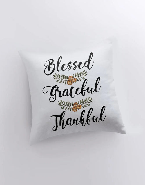 Load image into Gallery viewer, Blessed Grateful Thankful | Pillow Cover | Fall Decor | Cabin Decor Ideas | Fall Decoration | Thanksgiving Decor | Primitive Decor | Gift by UniikPillows
