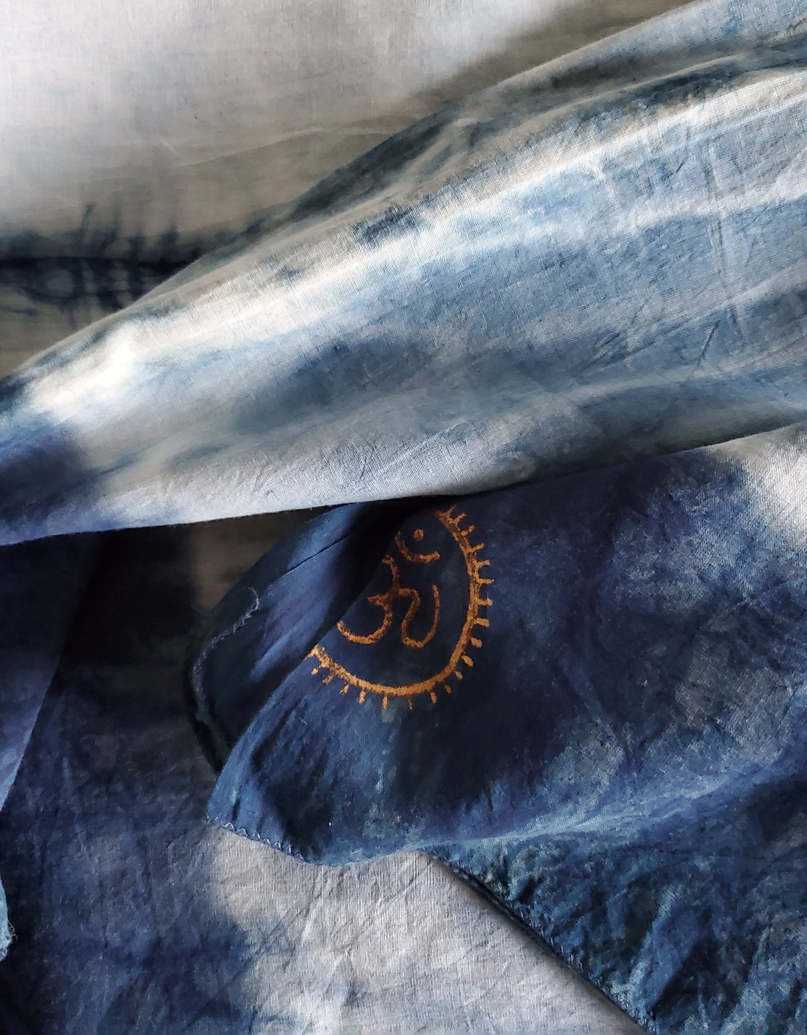 Indigo Dyed Hand Printed Cotton Fabric by OMSutra