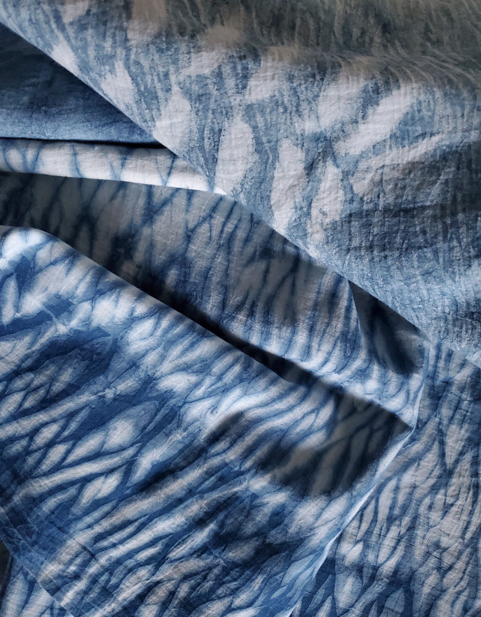 Indigo Dyed Hand Printed Cotton Fabric by OMSutra