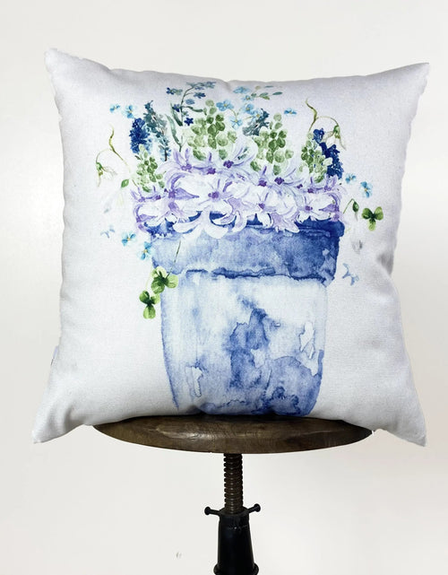 Load image into Gallery viewer, Blue Flower Pot | Pillow Cover | Throw Pillow | Pillow | Flower | Flower Bouquet | Flower Pots | Gift for her | Accent Pillow Covers by UniikPillows
