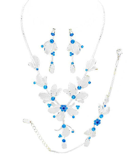 Load image into Gallery viewer, Stone Accented Metal Mesh Petal Jewelry Set by Madeline Love
