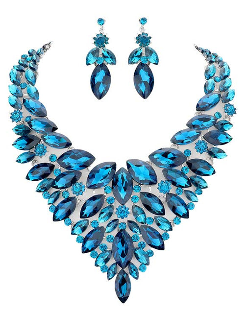 Load image into Gallery viewer, Marquise Stone Cluster Statement Evening Necklace by Madeline Love
