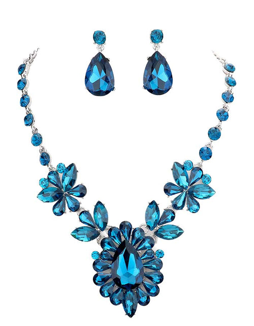 Load image into Gallery viewer, Teardrop Stone Cluster Evening Necklace by Madeline Love
