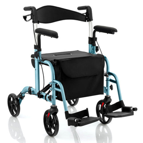 Load image into Gallery viewer, Folding Rollator Walker with Seat and Wheels Supports up to 300 lbs-Navy
