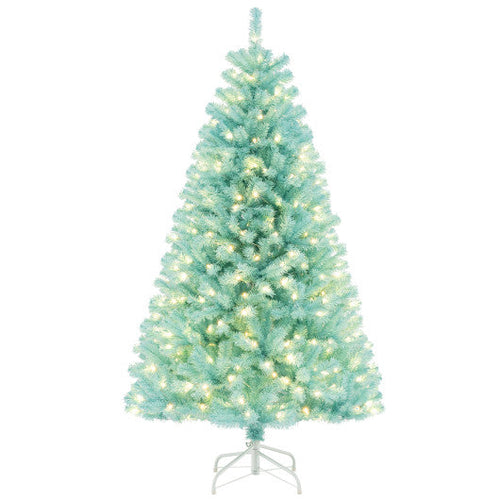 Load image into Gallery viewer, 6/7 FT Blue Artificial Christmas Tree with 280/380 Warm White LED Lights and Foldable Metal Stand-6 FT

